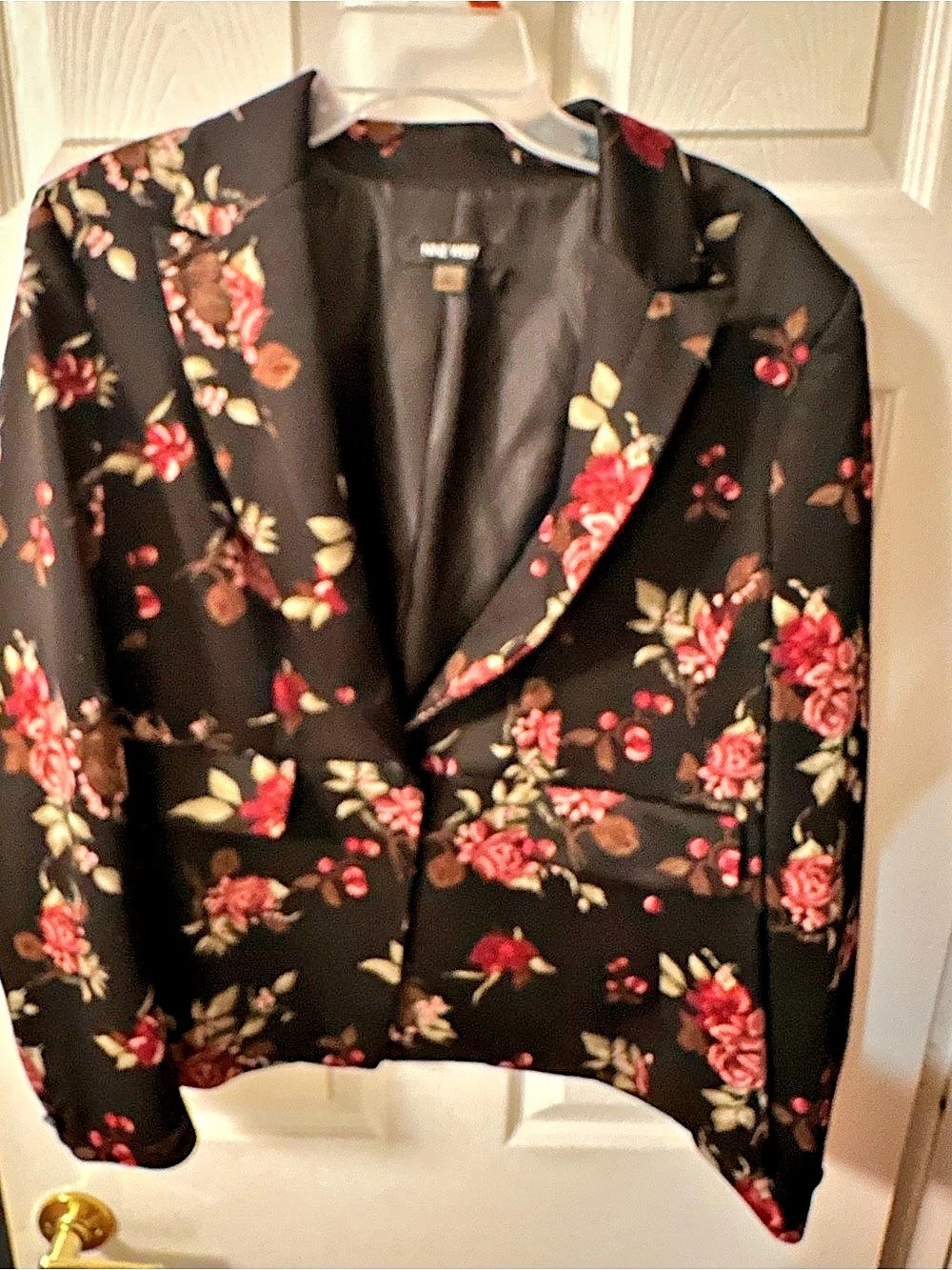 Nine West Floral Blazer Black & Pink Size 10 Like New